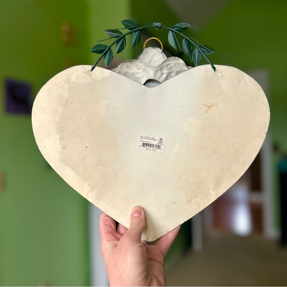 VTG Cottagecore Heart Shaped Garden Angel Farmhouse Metal Colorful Wall Art - Picture 4 of 9